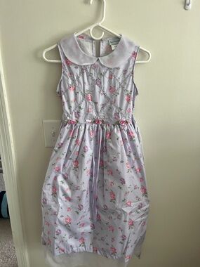 Lavender Girls Size 14 Rare Editions Roses Dress with Netting collar.